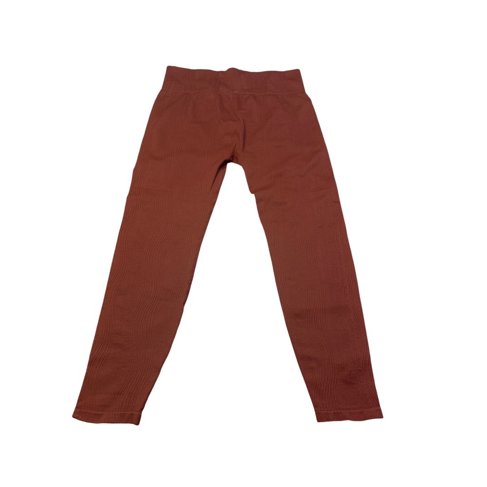 H&M Move Rust Brown Wavy Textured Seamless Leggings Womens XL High Waist Active